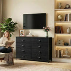 Commode de rangement en tissu large à 8 tiroirs pour téléviseur de 55 pouces, meuble de rangement pour chambre à coucher, salon, entrée avec dessus en bois