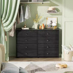 Commode de rangement en tissu large à 8 tiroirs pour téléviseur de 55 pouces, meuble de rangement pour chambre à coucher, salon, entrée avec dessus en bois