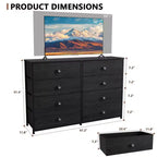 Commode de rangement en tissu large à 8 tiroirs pour téléviseur de 55 pouces, meuble de rangement pour chambre à coucher, salon, entrée avec dessus en bois