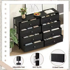 Commode de rangement en tissu large à 8 tiroirs pour téléviseur de 55 pouces, meuble de rangement pour chambre à coucher, salon, entrée avec dessus en bois