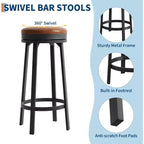 Lot de 2 tabourets de bar pivotants de 76 cm avec repose-pieds, tabourets de bar ronds sans dossier avec revêtement en cuir PU et cadre en métal, pour îlot de cuisine