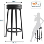 Lot de 2 tabourets de bar pivotants de 76 cm avec repose-pieds, tabourets de bar ronds sans dossier avec revêtement en cuir PU et cadre en métal, pour îlot de cuisine