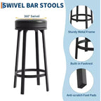 Lot de 2 tabourets de bar pivotants de 76 cm avec repose-pieds, tabourets de bar ronds sans dossier avec revêtement en cuir PU et cadre en métal, pour îlot de cuisine