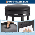 Lot de 2 tabourets de bar pivotants de 76 cm avec repose-pieds, tabourets de bar ronds sans dossier avec revêtement en cuir PU et cadre en métal, pour îlot de cuisine