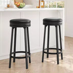 Lot de 2 tabourets de bar pivotants de 76 cm avec repose-pieds, tabourets de bar ronds sans dossier avec revêtement en cuir PU et cadre en métal, pour îlot de cuisine