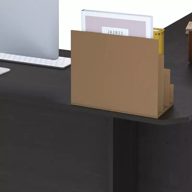 Bureau d'ordinateur en L HOMLUX 53, bureau d'angle avec compartiment ouvert et 2 trous passe-câbles