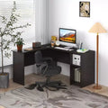 HOMLUX L Shaped Computer Desk 53 Corner Study Writing Desk w/Open Compartment & 2 Cable Management Holes