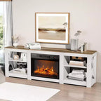 Farmhouse 70'' TV Stand For Tvs Up To 70'' With 23'' Electric Fireplace and Adjustable Shelves