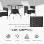 Ensemble de bistrot 3 pièces pour terrasse, ensemble de conversation en rotin PE avec chaises inclinables à coussins touffetés et table basse