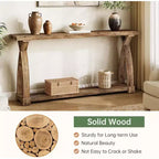 Table console étroite Lantine de 63 pouces en bois massif, table d'entrée de style ferme à 2 niveaux derrière le canapé pour l'entrée, le foyer, le salon