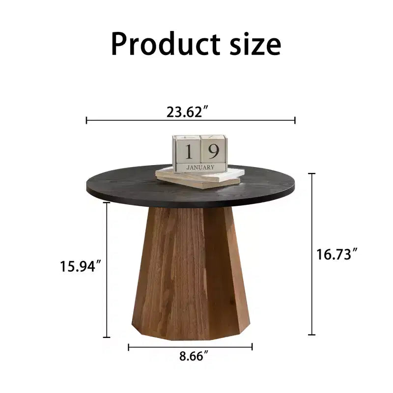 Table basse ronde moderne GDFStudio Parkey 23,62 po avec motif d'écorce d'arbre