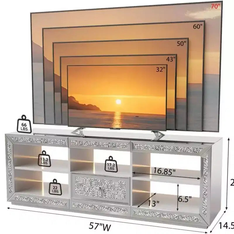 Meuble TV Karl Home Silver avec miroir