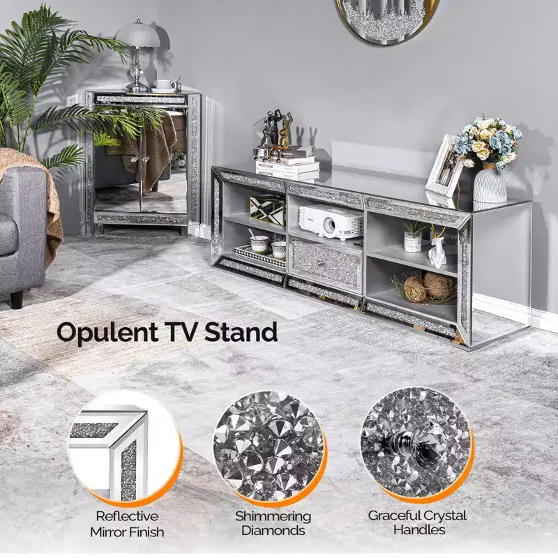 Meuble TV Karl Home Silver avec miroir
