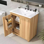 Meuble sous-vasque MAYEERTY 30" avec lavabo, portes et tiroir multifonctionnels en MDF naturel