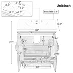 Meuble sous-vasque MAYEERTY 30" avec lavabo, portes et tiroir multifonctionnels en MDF naturel