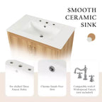 Meuble sous-vasque MAYEERTY 30" avec lavabo, portes et tiroir multifonctionnels en MDF naturel