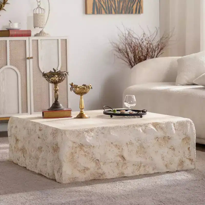Table basse carrée GDFStudio Kashton Modern 35 en béton léger