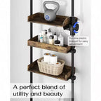 Organisateur de salle de bain de rangement au-dessus des toilettes à 4 étagères en bois réglables, meuble étroit peu encombrant pour petite pièce, marron rustique
