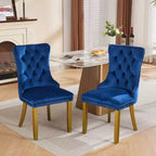 Lot de 2 chaises de salle à manger modernes du milieu du siècle, chaises de salle à manger rembourrées en velours, chaises de cuisine contemporaines sans accoudoirs avec pieds en bois-Panipeachy