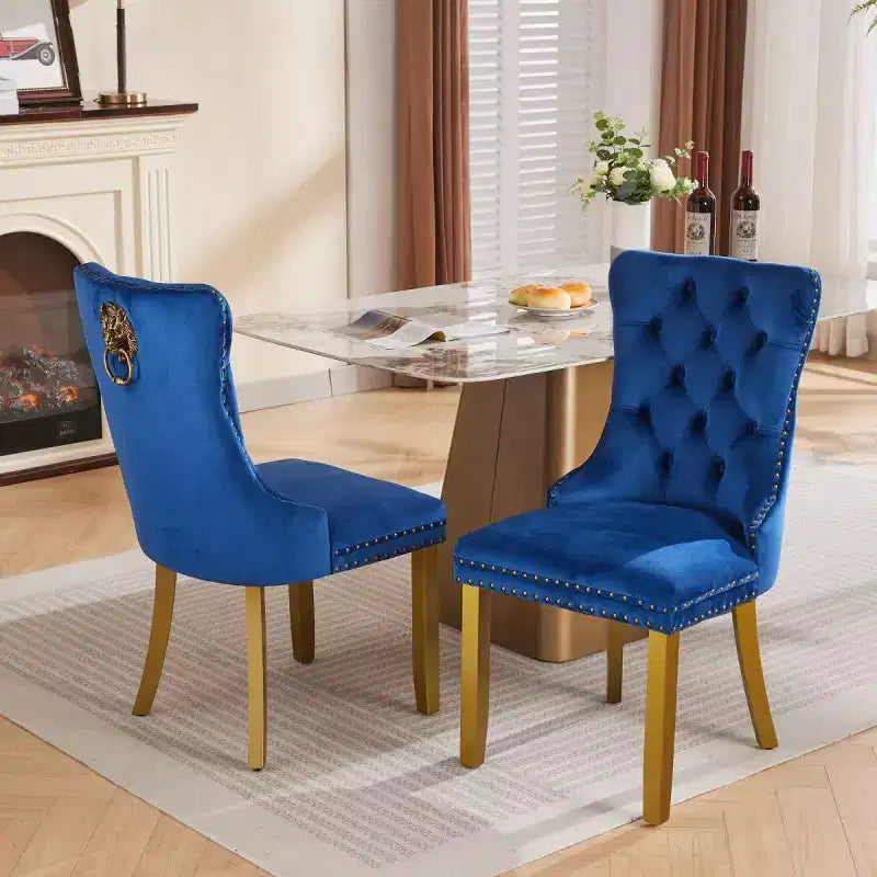 Lot de 2 chaises de salle à manger modernes du milieu du siècle, chaises de salle à manger rembourrées en velours, chaises de cuisine contemporaines sans accoudoirs avec pieds en bois-Panipeachy