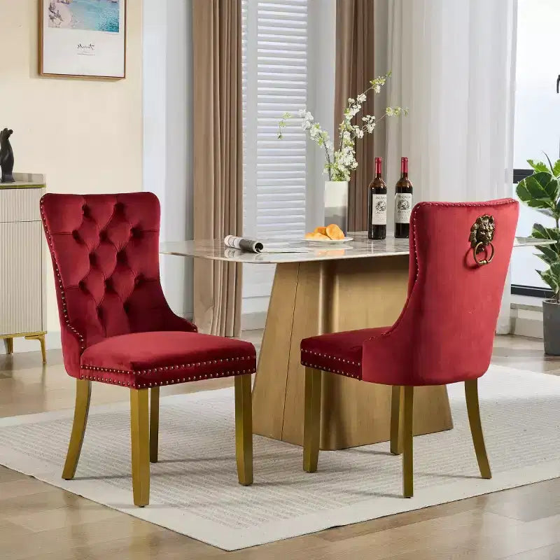 Lot de 2 chaises de salle à manger modernes du milieu du siècle, chaises de salle à manger rembourrées en velours, chaises de cuisine contemporaines sans accoudoirs avec pieds en bois-Panipeachy