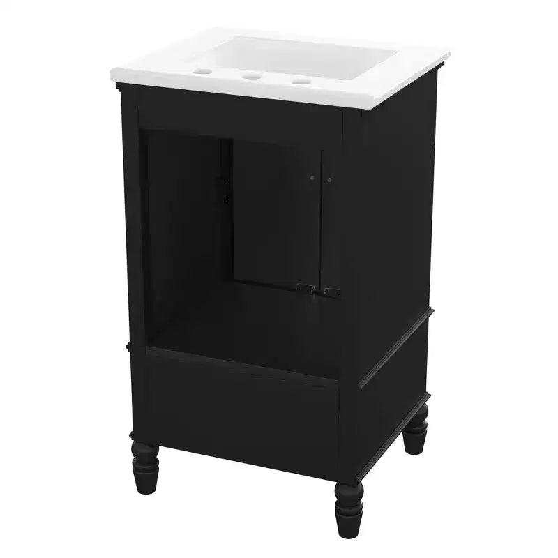 Meuble-lavabo de salle de bain MAYEERTY 20 avec évier, 2 portes, butée magnétique, pieds réglables, tiroir, blanc