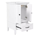 Meuble-lavabo de salle de bain MAYEERTY 20 avec évier, 2 portes, butée magnétique, pieds réglables, tiroir, blanc