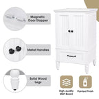 Meuble-lavabo de salle de bain MAYEERTY 20 avec évier, 2 portes, butée magnétique, pieds réglables, tiroir, blanc