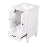 Meuble-lavabo de salle de bain MAYEERTY 20 avec évier, 2 portes, butée magnétique, pieds réglables, tiroir, blanc