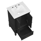 Meuble-lavabo de salle de bain MAYEERTY 20 avec évier, 2 portes, butée magnétique, pieds réglables, tiroir, blanc
