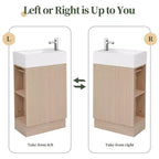MAYEERTY 18.6 Meuble Lavabo Salle de Bain avec Évier Étagère à 2 Niveaux Orientation Gauche Droite Noir