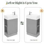 MAYEERTY 18.6 Meuble Lavabo Salle de Bain avec Évier Étagère à 2 Niveaux Orientation Gauche Droite Noir
