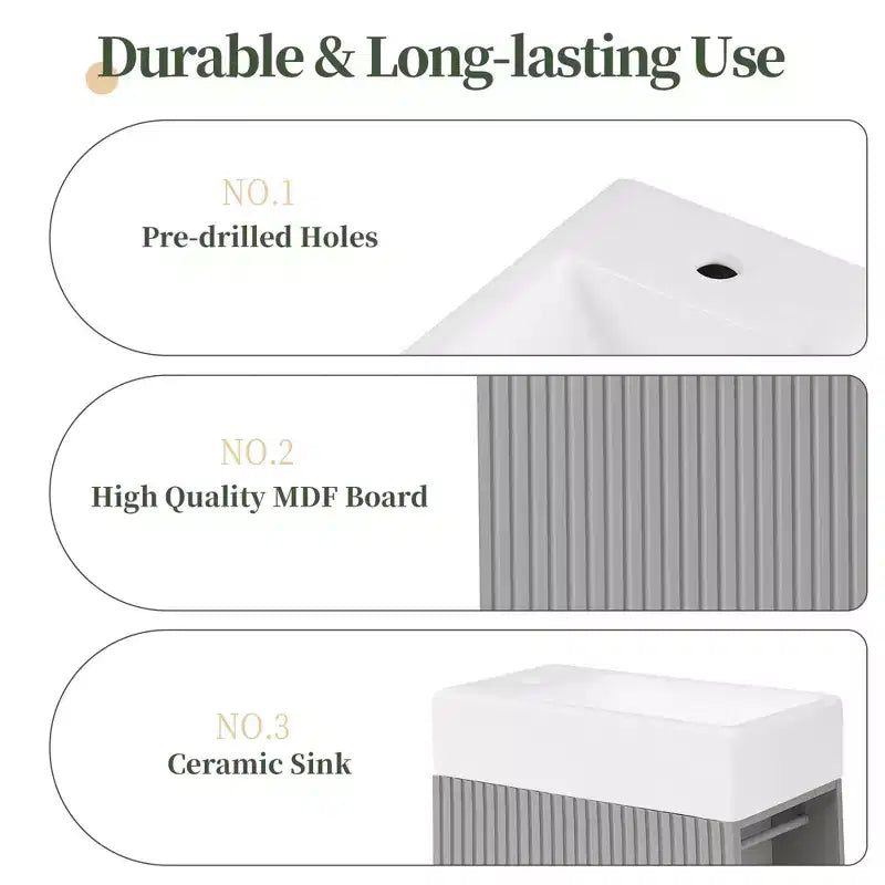 MAYEERTY 18.6 Meuble Lavabo Salle de Bain avec Évier Étagère à 2 Niveaux Orientation Gauche Droite Noir