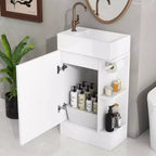 MAYEERTY 18.6 Meuble Lavabo Salle de Bain avec Évier Étagère à 2 Niveaux Orientation Gauche Droite Noir