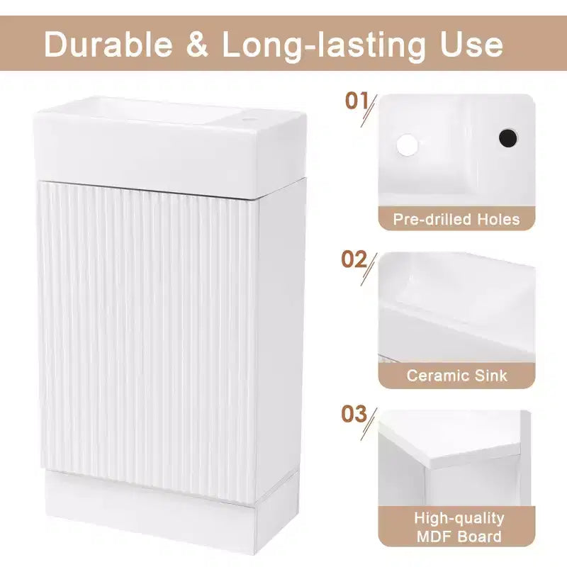 MAYEERTY 18.6 Meuble Lavabo Salle de Bain avec Évier Étagère à 2 Niveaux Orientation Gauche Droite Noir