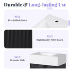 MAYEERTY 18.6 Meuble Lavabo Salle de Bain avec Évier Étagère à 2 Niveaux Orientation Gauche Droite Noir