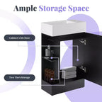 MAYEERTY 18.6 Meuble Lavabo Salle de Bain avec Évier Étagère à 2 Niveaux Orientation Gauche Droite Noir