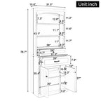 MAYEERTY Meuble de salle de bain blanc 4 portes Tiroirs Étagère réglable 6 étagères ouvertes Combo MDF