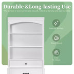MAYEERTY Meuble de salle de bain blanc 4 portes Tiroirs Étagère réglable 6 étagères ouvertes Combo MDF