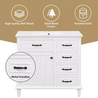 Meuble-lavabo de salle de bain MAYEERTY 36, dessus en céramique, armoire en bois massif et MDF de peuplier, tiroirs basculants, étagères réglables, poignées en zinc