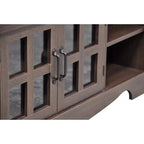 Meuble TV en bois AndMakers de 132,08 cm avec 1 armoire de rangement vitrée pour téléviseurs jusqu'à 152,4 cm.