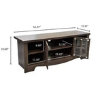 Meuble TV en bois AndMakers de 132,08 cm avec 1 armoire de rangement vitrée pour téléviseurs jusqu'à 152,4 cm.