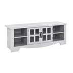 Meuble TV en bois AndMakers de 132,08 cm avec 1 armoire de rangement vitrée pour téléviseurs jusqu'à 152,4 cm.