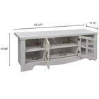 Meuble TV en bois AndMakers de 132,08 cm avec 1 armoire de rangement vitrée pour téléviseurs jusqu'à 152,4 cm.
