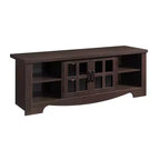 Meuble TV en bois AndMakers de 132,08 cm avec 1 armoire de rangement vitrée pour téléviseurs jusqu'à 152,4 cm.