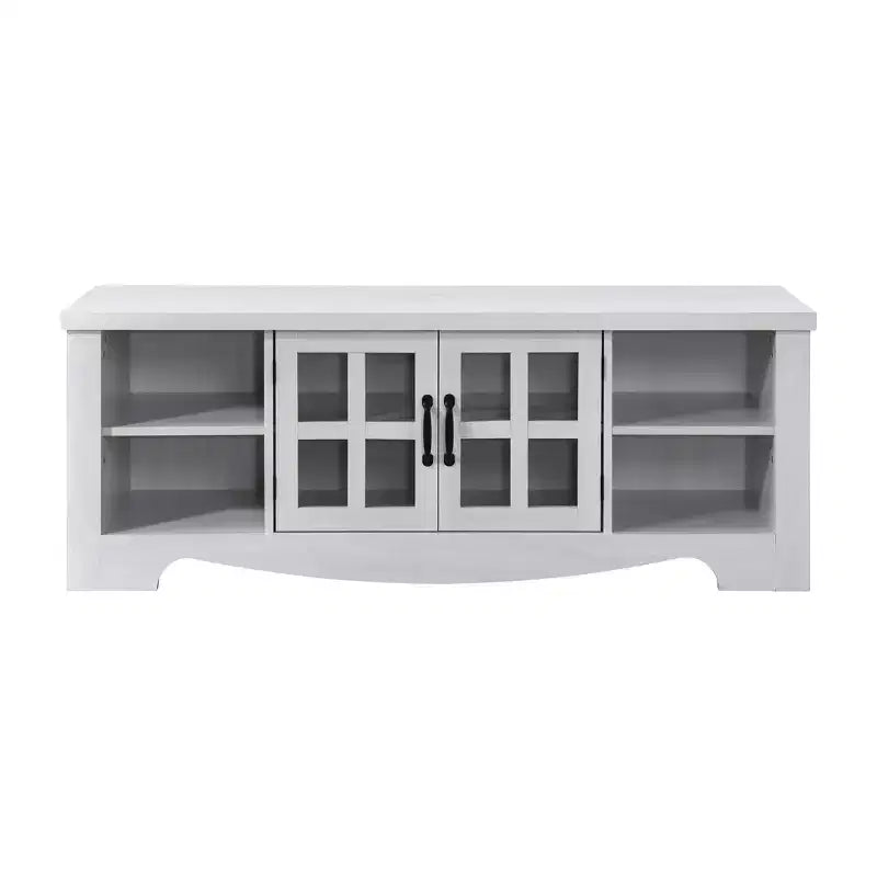 Meuble TV en bois AndMakers de 132,08 cm avec 1 armoire de rangement vitrée pour téléviseurs jusqu'à 152,4 cm.