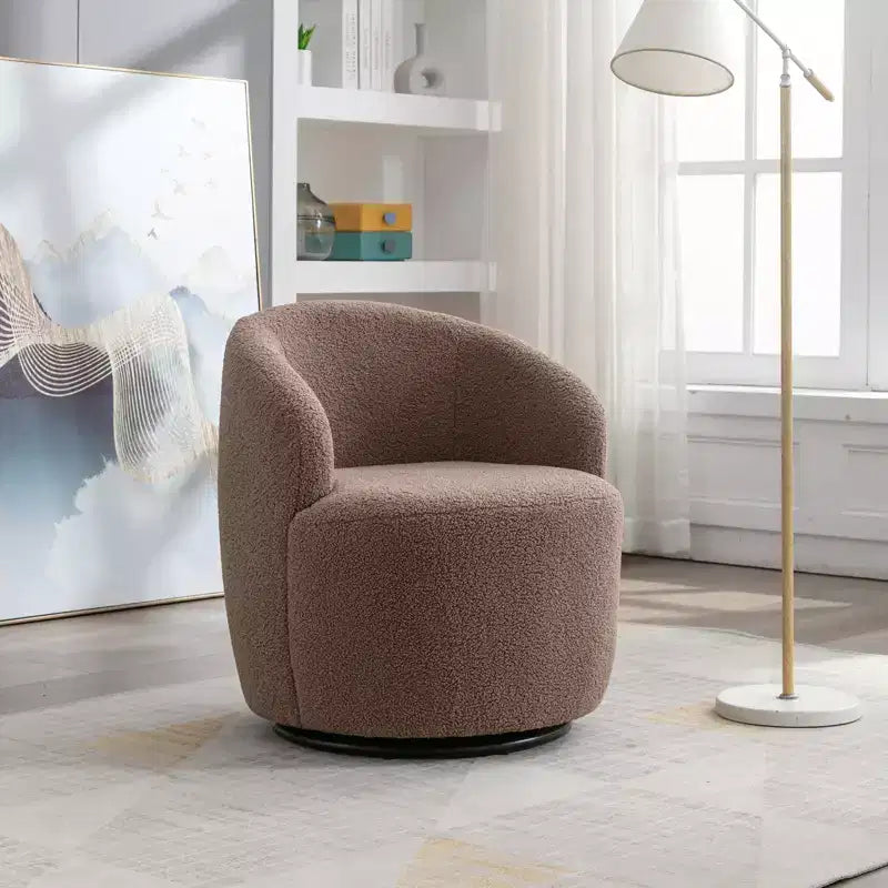 Fauteuil pivotant d'appoint en tissu avec anneau en métal thermolaqué noir