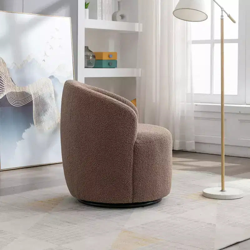 Fauteuil pivotant d'appoint en tissu avec anneau en métal thermolaqué noir