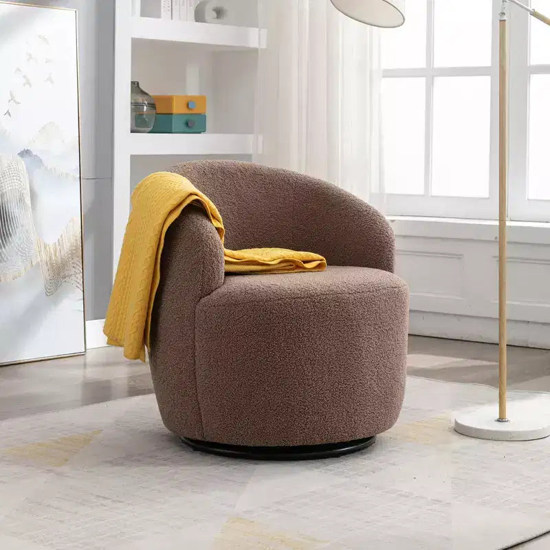 Fauteuil pivotant d'appoint en tissu avec anneau en métal thermolaqué noir