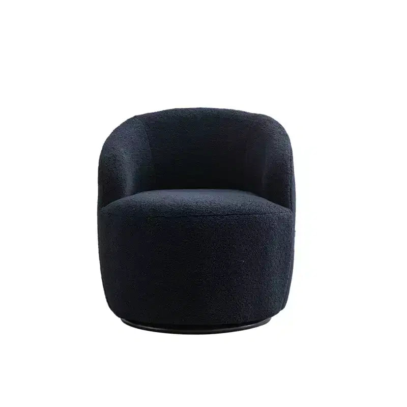 Fauteuil pivotant d'appoint en tissu avec anneau en métal thermolaqué noir